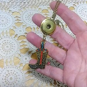 Snap Jewelry Necklace - Blinged Cowgirl Boot